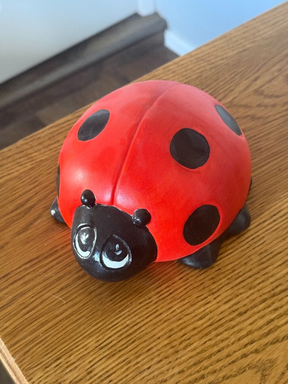 Hand Crafted Mold 1986 Red and Black Lady Bug Hand Painted Signed Beddy Bug